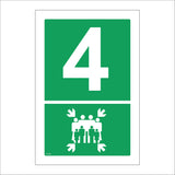 FS148 Fire Assembly Point 4 Sign with Arrows People