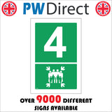 FS148 Fire Assembly Point 4 Sign with Arrows People