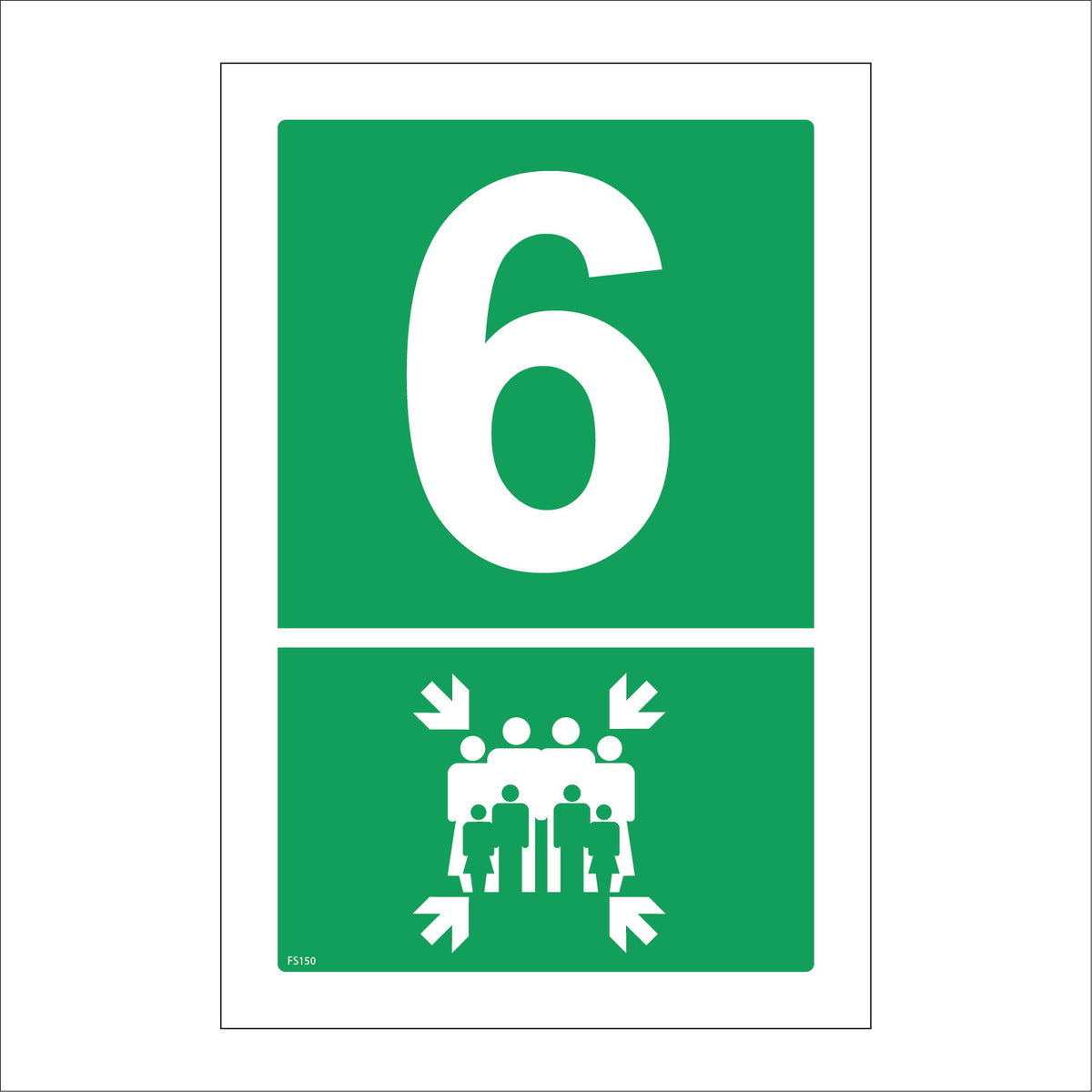 Fire Assembly Point 6 Sign with Arrows People – PWDirect