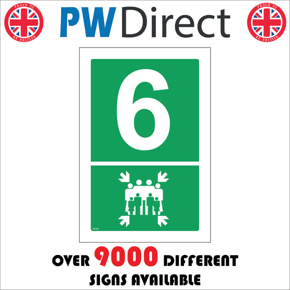 Fire Assembly Point 6 Sign with Arrows People – PWDirect