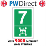 FS151 Fire Assembly Point 7 Sign with Arrows People