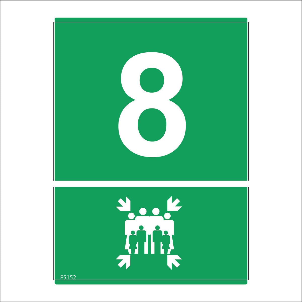 Fire Assembly Point 8 Sign with Arrows People – PWDirect