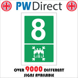 FS152 Fire Assembly Point 8 Sign with Arrows People