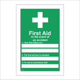 FS157 First Aid In The Event Of An Accident Sign with First Aid Cross