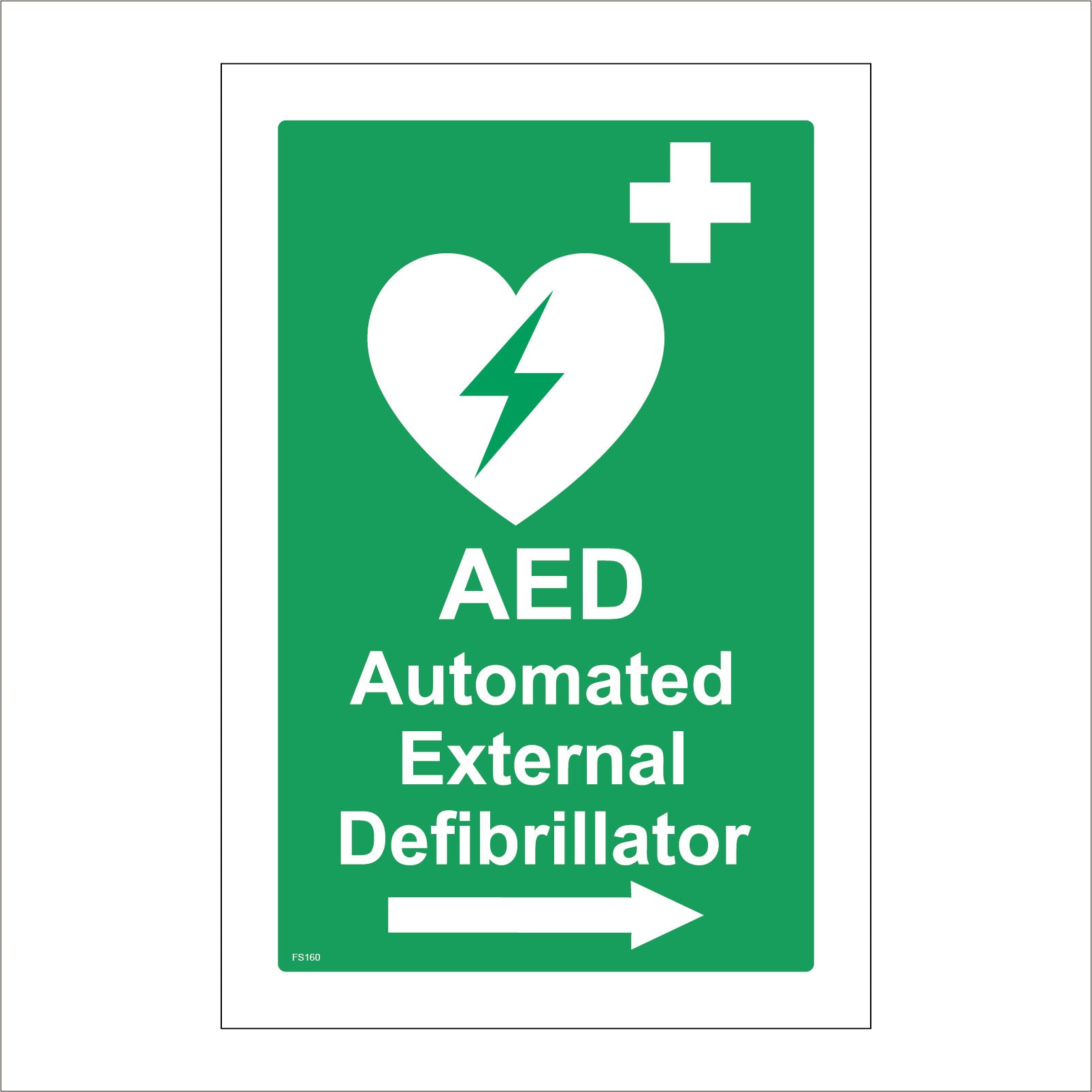 Aed Hand Sign Aed Automated External Defibrillator Right Arrow Sign with First Aid ...