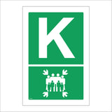 FS165 Fire Assembly Point K Sign with Letter K And People