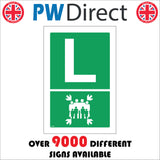 FS166 Fire Assembly Point L Sign with Letter L And People