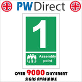 FS170 Fire Assembly Point 1 Sign with People Number One