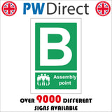 FS171 Fire Assembly Point B Sign with People Letter B