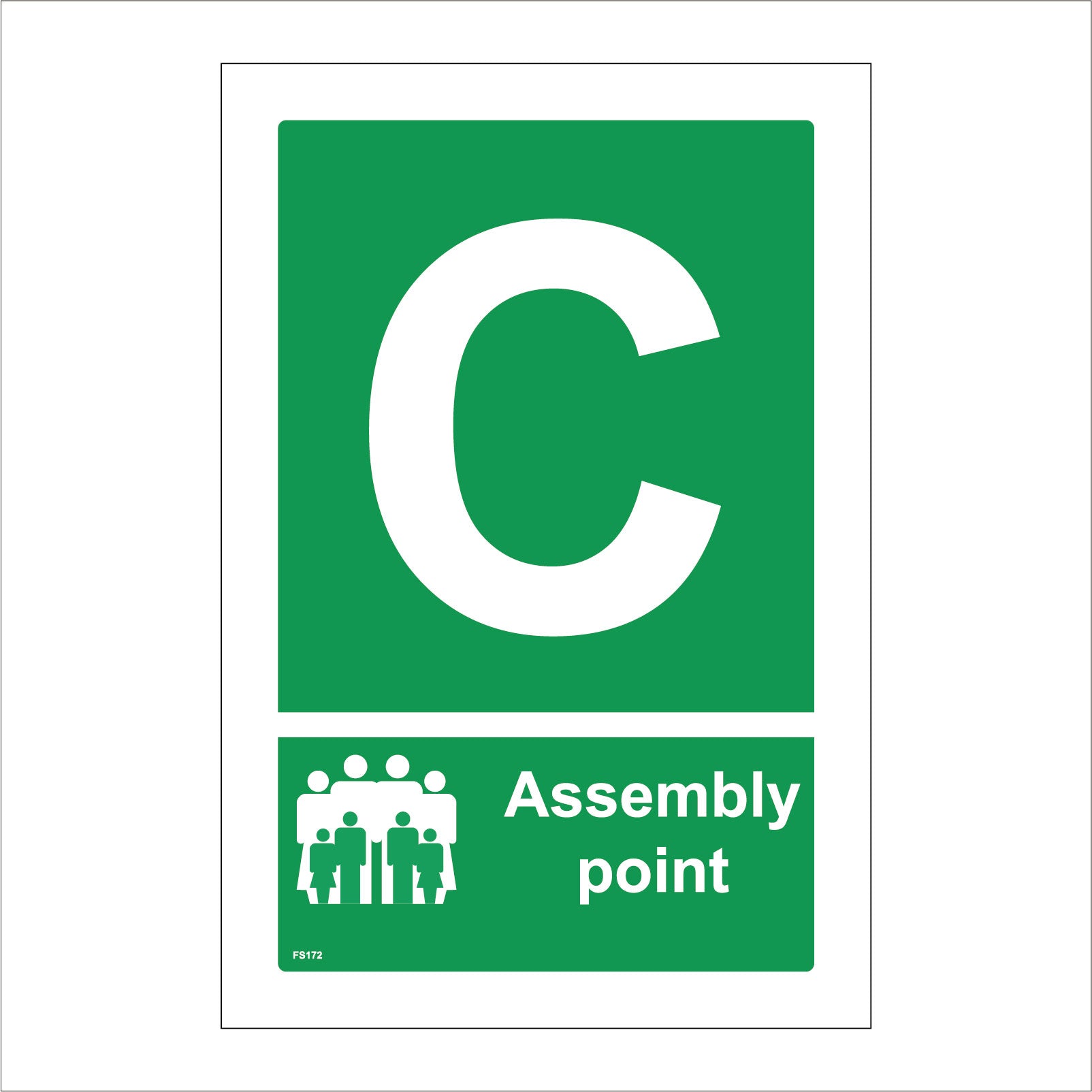 Fire Assembly Point C Sign with People Letter C – PWDirect