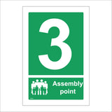 FS173 Fire Assembly Point 3 Sign with People Number 3