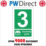 FS173 Fire Assembly Point 3 Sign with People Number 3