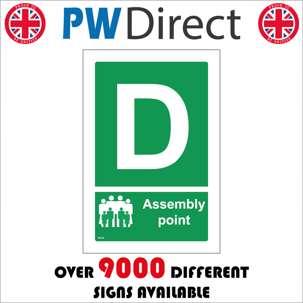 Fire Assembly Point D Sign with People Letter D – PWDirect