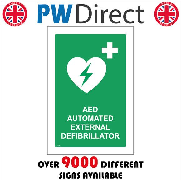 FS187 Aed Automated External Defibrillator Sign with Plus Sign Heart Lightning Bolt