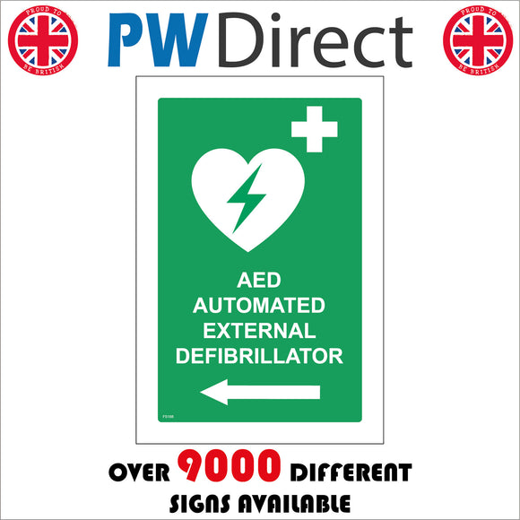 FS188 Aed Automated External Defibrillator Sign with Plus Sign Arrow Heart Lightning Bolt
