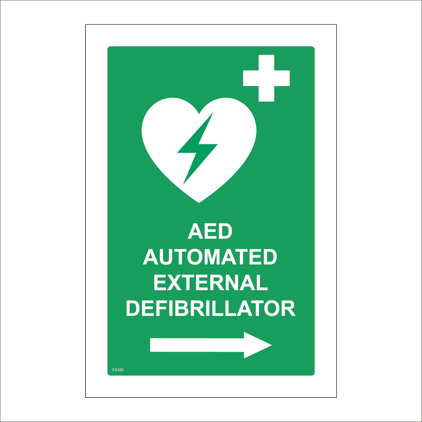 Aed Automated External Defibrillator Sign with Plus Sign Arrow Right ...