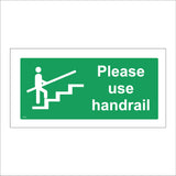 FS190 Please Use Handrail Sign with Man Going Up Stairs Handrail