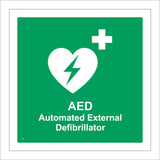 FS192 Aed Automated External Defibrillator Sign with Plus Sign Heart Lightning Bolt