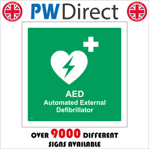 FS192 Aed Automated External Defibrillator Sign with Plus Sign Heart Lightning Bolt