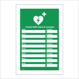 FS193 Trained Aed Users & Location Sign with Plus Sign Heart Lightning Bolt
