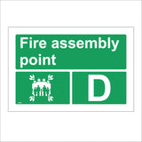 FS208 Fire Assembly Point D Sign with Four Arrows Pointing To Group Of People Running