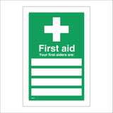 FS222 First Aid Your First Aiders Are: Sign with First Aid Cross