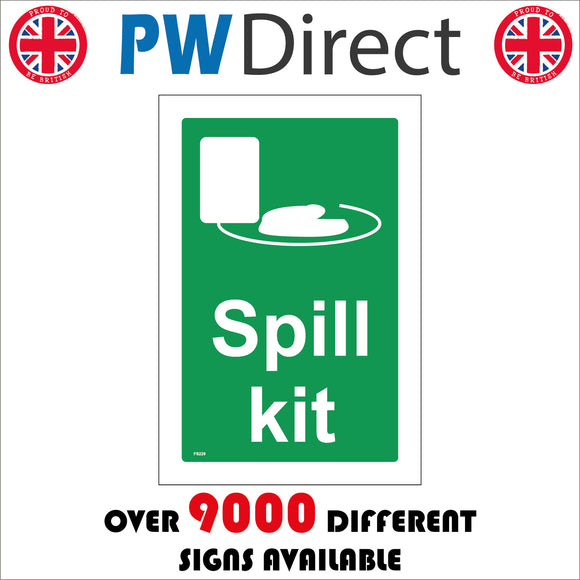 FS229 Spill Kit Sign with Cloth Tray Dustpan
