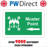 FS234 Muster Point Left Arrow Sign with People Arrow Pointing Left