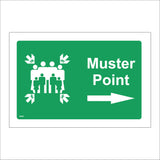 FS235 Muster Point Right Arrow Sign with People Arrow Pointing Right