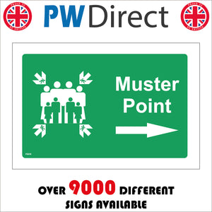 FS235 Muster Point Right Arrow Sign with People Arrow Pointing Right
