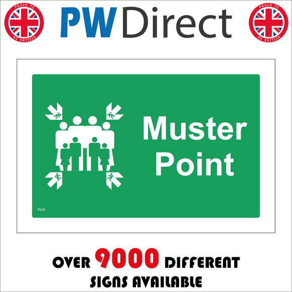 FS236 Muster Point Sign with People Arrows