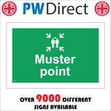 FS237 Muster point Sign with People Arrows
