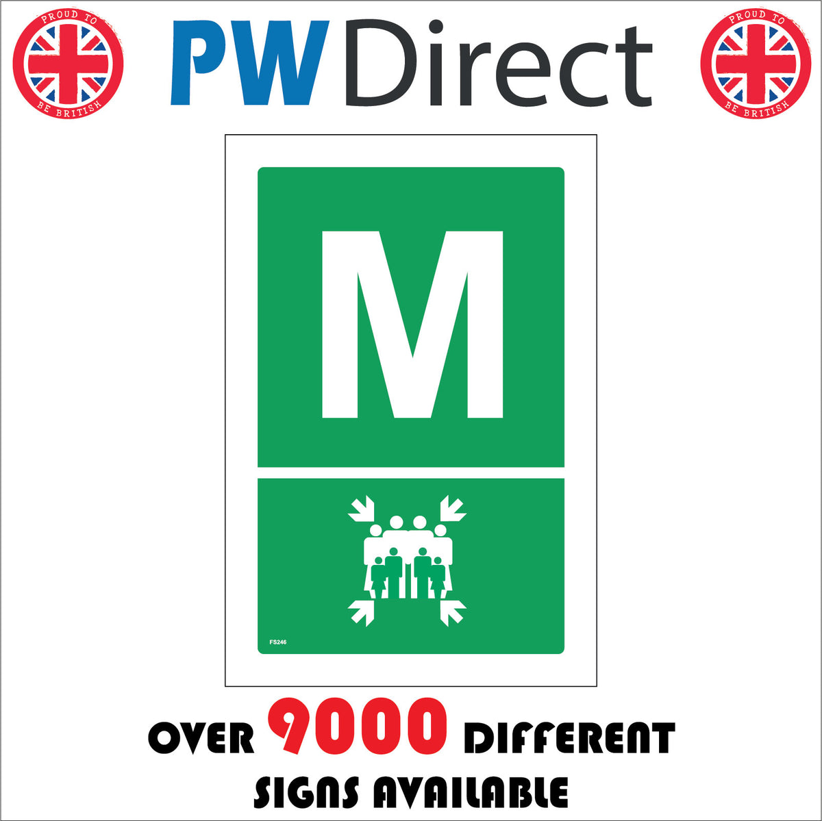 Fire Assembly Point M Sign with Fire Assembly Logo – PWDirect