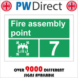 FS251 Fire Assembly Point 7 Sign with Arrows People Number 7