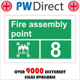 FS252 Fire Assembly Point 8 Sign with Arrows People Number 8