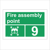FS253 Fire Assembly Point 9 Sign with Arrows People Number 9