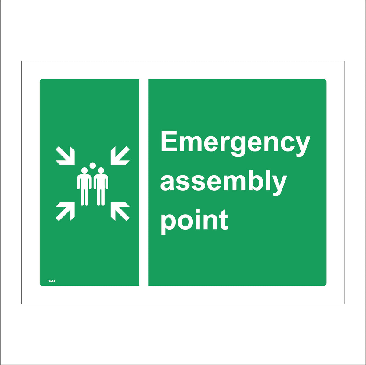 Emergency Assembly Point Sign with Four Arrows Family – PWDirect