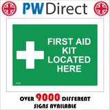FS258 First Aid Kit Located Here Sign with Cross