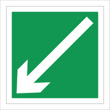 FS263 Arrow Diagonal Left Down Direction Route Way Out Sign with Arrow Diagonal Down Left