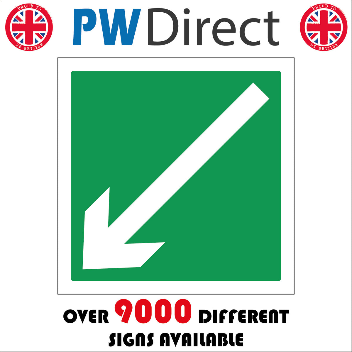 Arrow Diagonal Left Down Direction Route Way Out Sign with Arrow ...