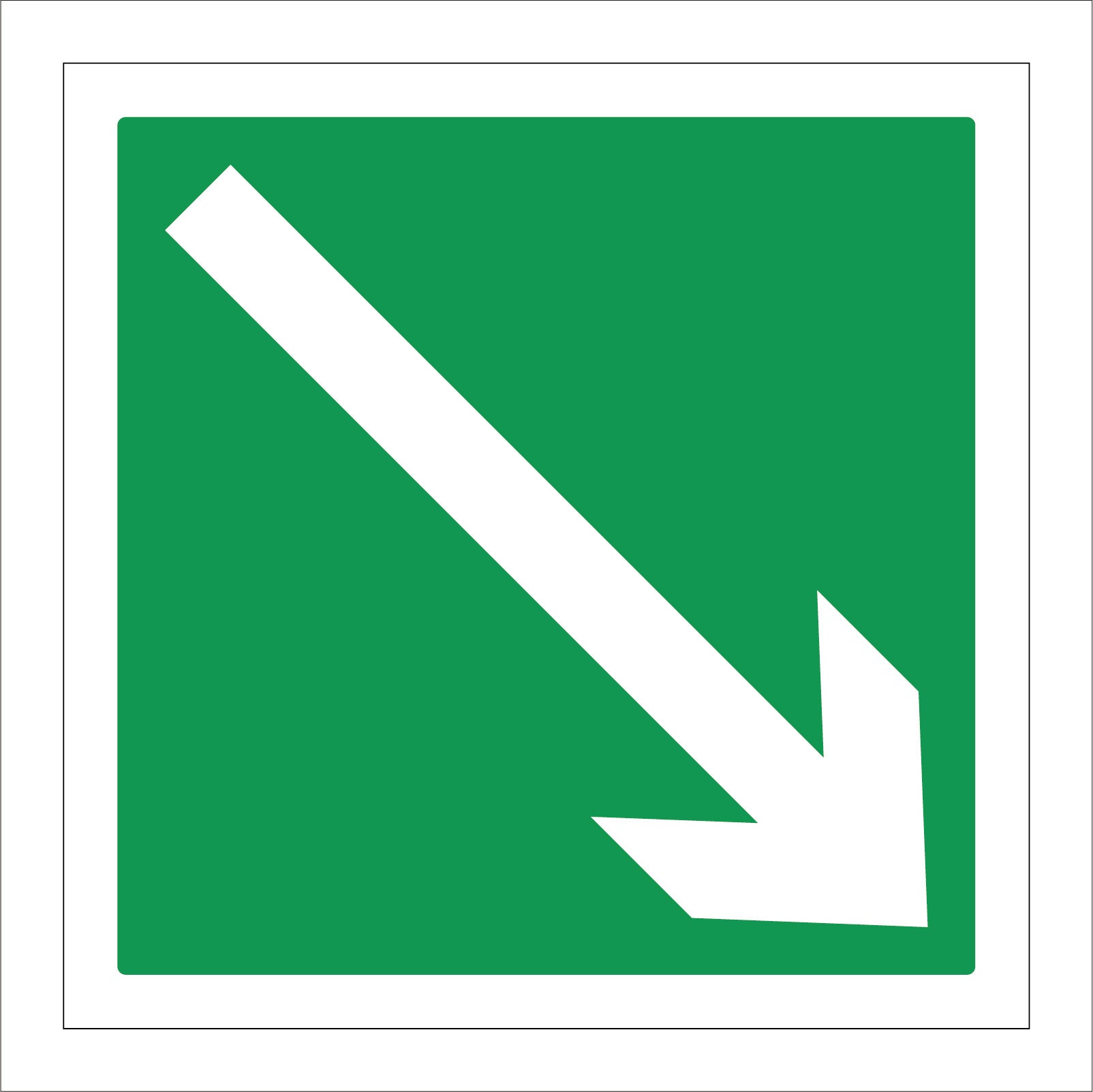 Emergency Exit Large Diagonal Down Arrow To Right Sign "Running