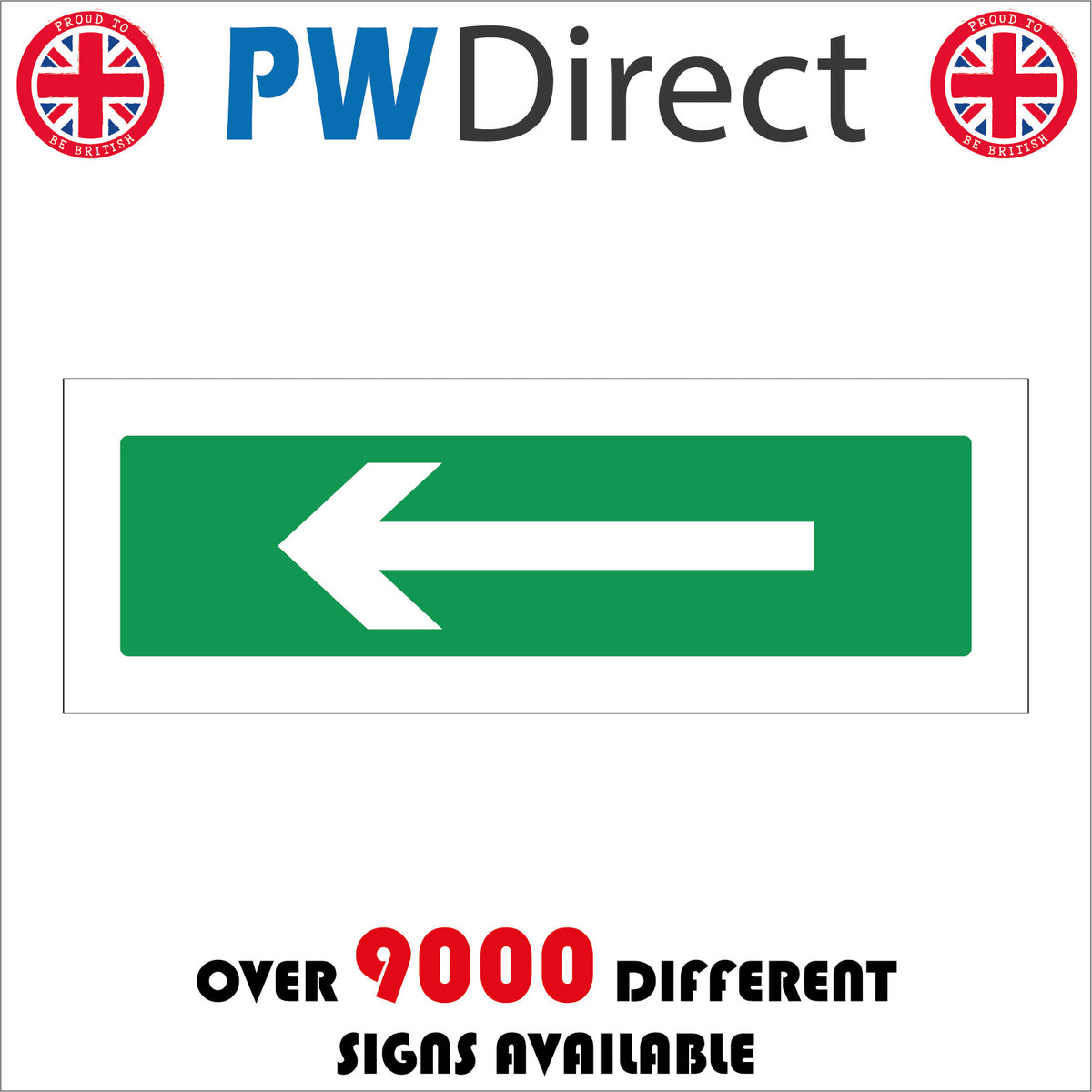 Arrow Left White On Green Direction Route Sign with Left Arrow – PWDirect