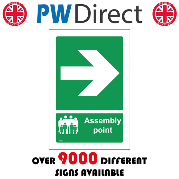 FS332 Fire Assembly Point Right Arrow Direction Route Location