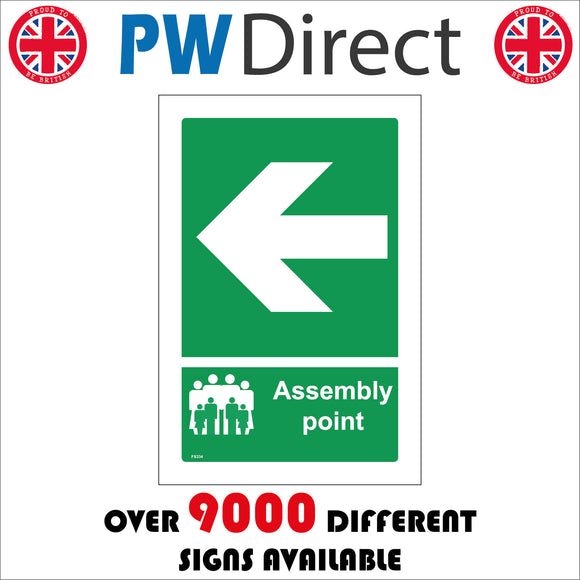 FS334 Fire Assembly Point Left Arrow Location Exit Emergency