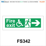 FLL001 Fire Exit Running Man Arrow Wheelchair Security Safety