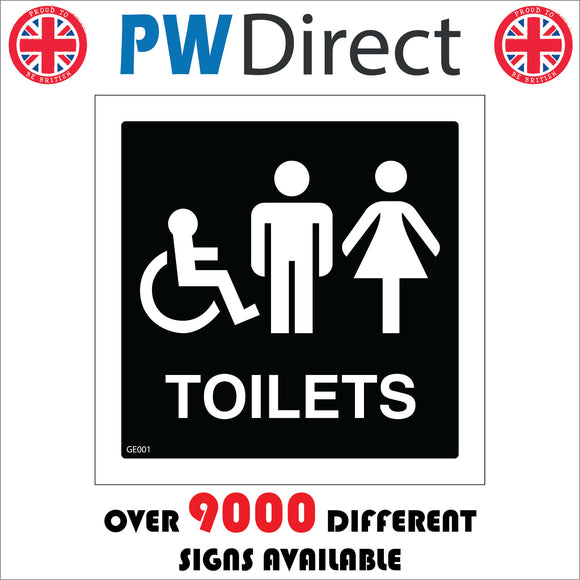 GE001 Toilets Sign with Man Woman Wheelchair