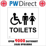 GE017 Toilets Sign with Man Woman Wheelchair