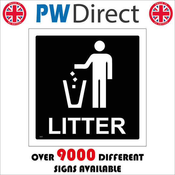 GE023 Litter Sign with Man Bin Litter