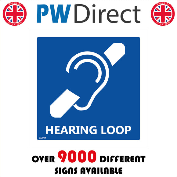 GE094 Hearing Loop Sign with Ear