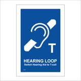 GE096 Hearing Loop Switch Hearing Aid To T-Coil Sign with Ear